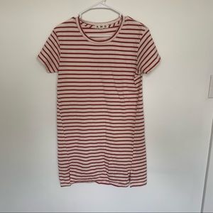 AMO Red and Cream Striped T-Shirt Dress